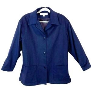 Car Coat Wool Cashmere Blend Size 12 Vintage Navy Valerie Stevens Secretary Chic